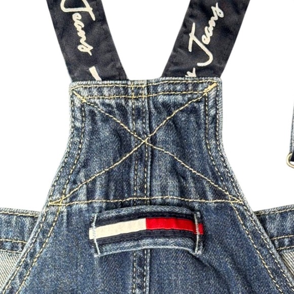 Tommy Jeans Denim Overalls Juniors Size 14 Adjustable Logo Straps Blue - Picture 5 of 12